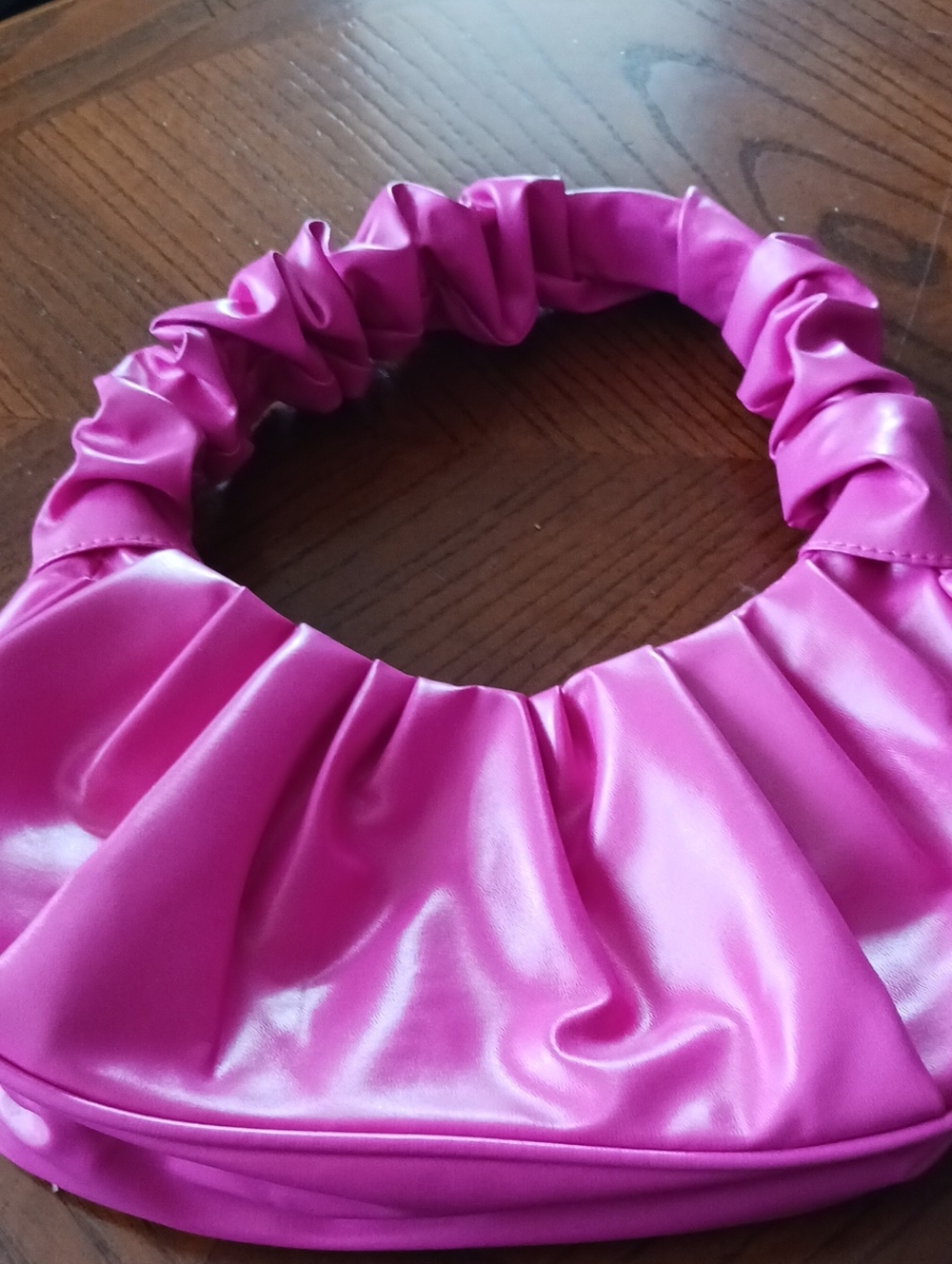 Fuchsia Ruched Shoulder Bag - Picture 1 of 5